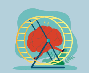 la rumination mentale, le cerveau tourne en boucle dans une roue